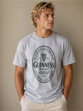 Guinness Light Gray Crewneck Tee with Logo